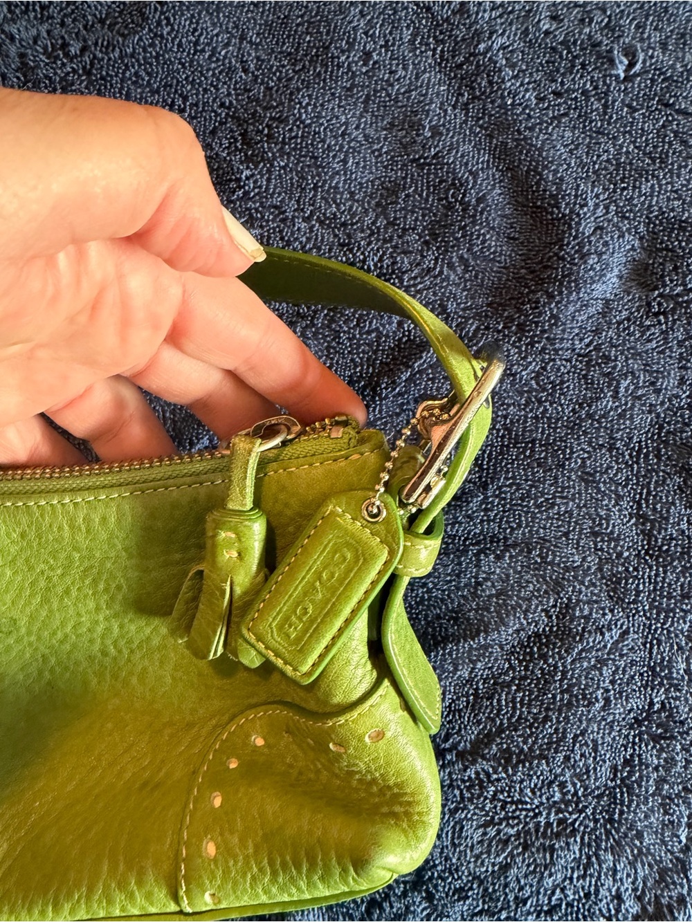 Y2K Coach Green Leather Shoulder Bag - Picture 3 of 6